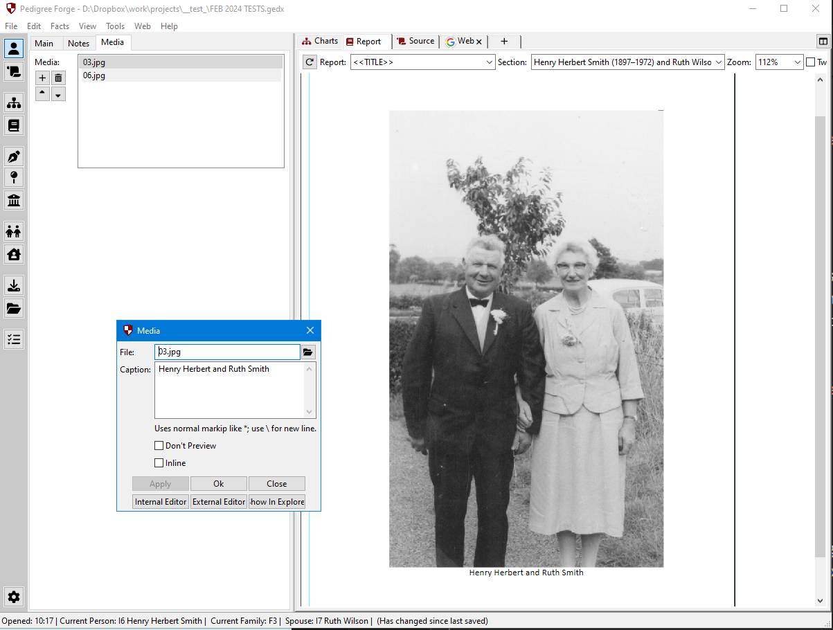 Managing family photographs in Pedigree Forge
